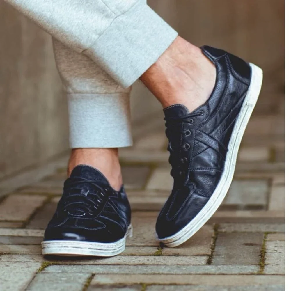 BED STU Men's Muller Leather Sneaker, Pre-Scuffed, Designer, Navy, Size 11.5 NWT